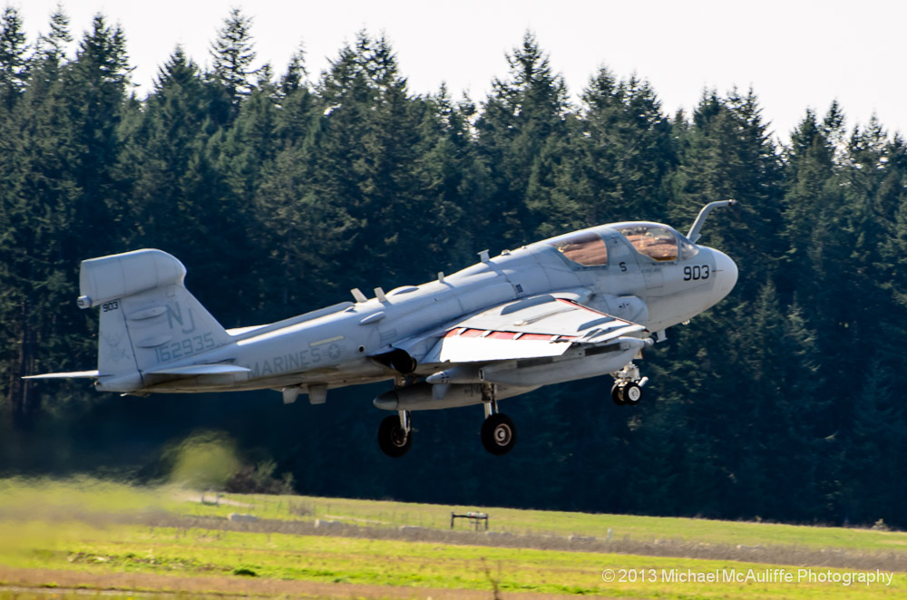 EA-6B Prowler practices carrier landings at Naval Outlying Field Coupeville.