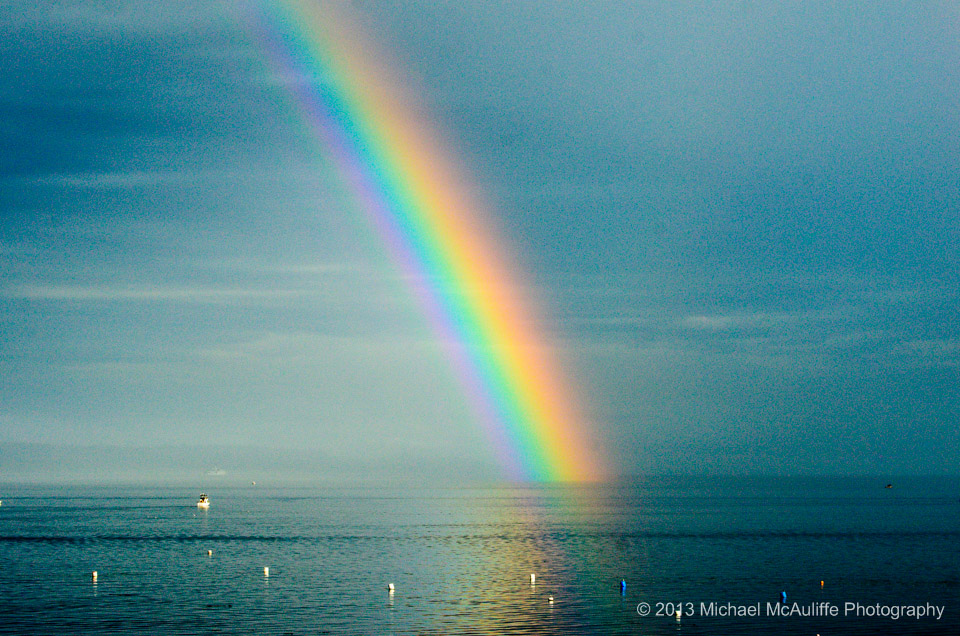 A beautiful rainbow on the waterfront in Edminds, WA.