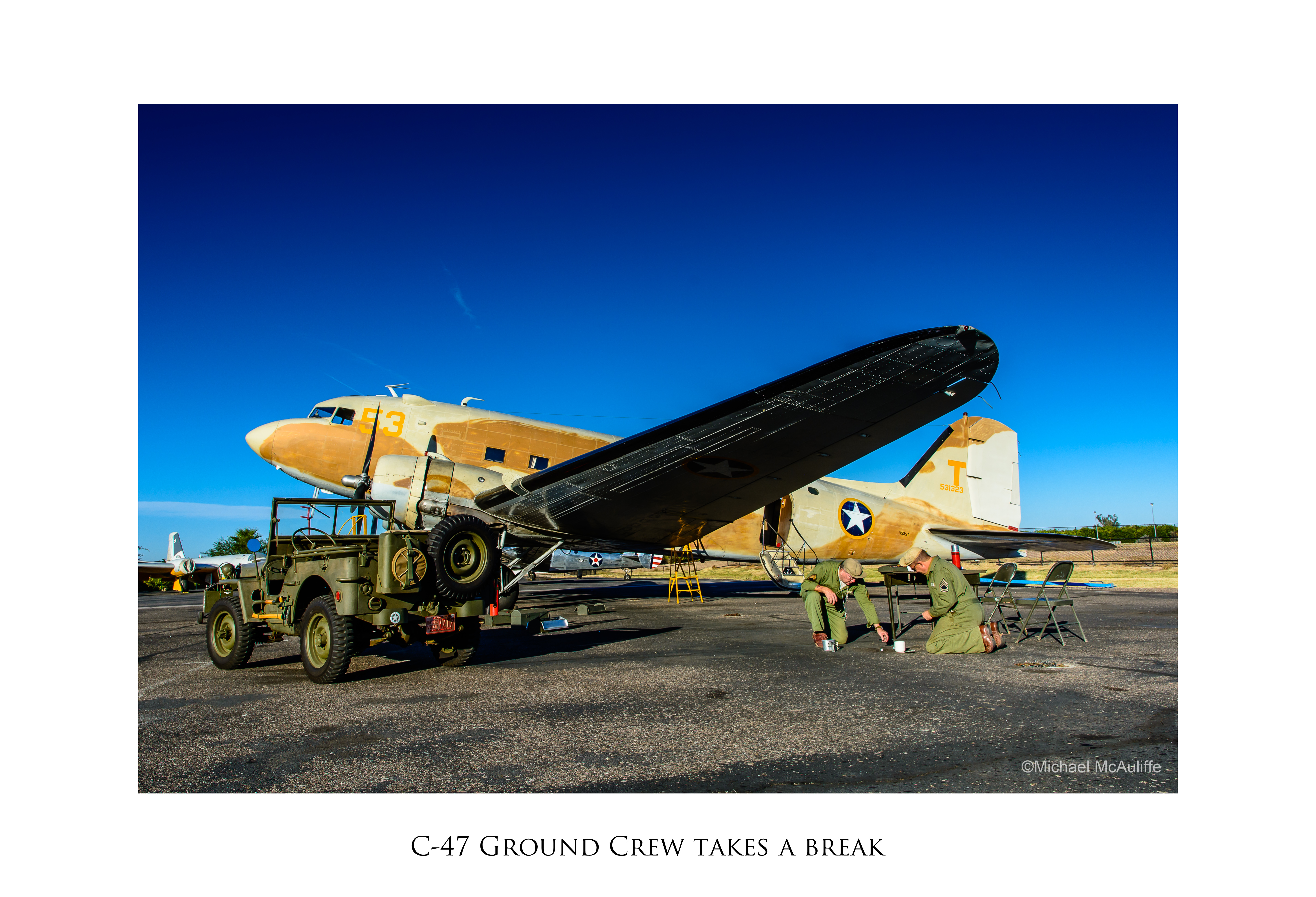 C-47 Skytrain with ground crew (reenactors)