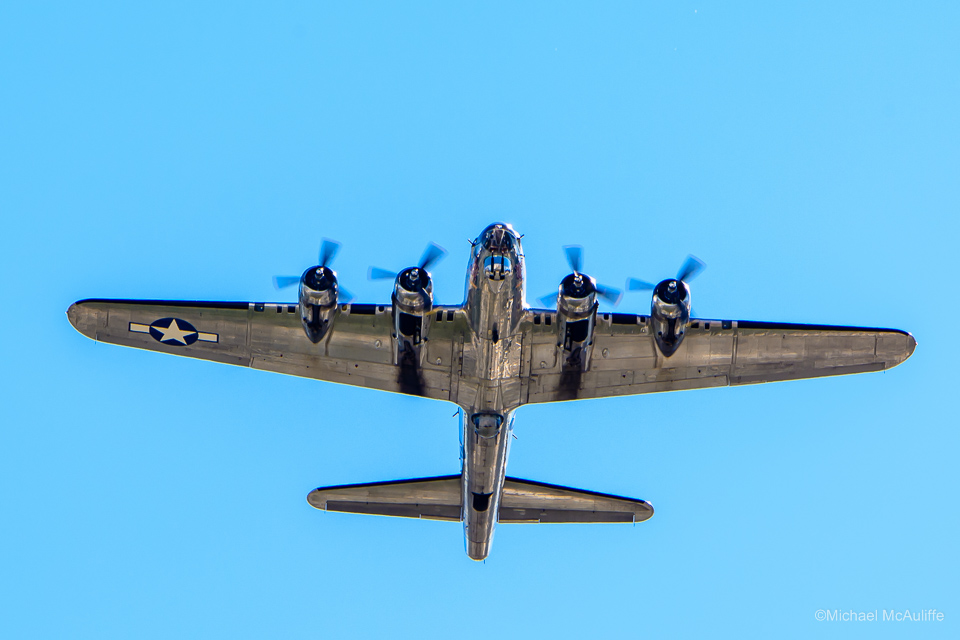 B-17 Sentimental Journey overhead.