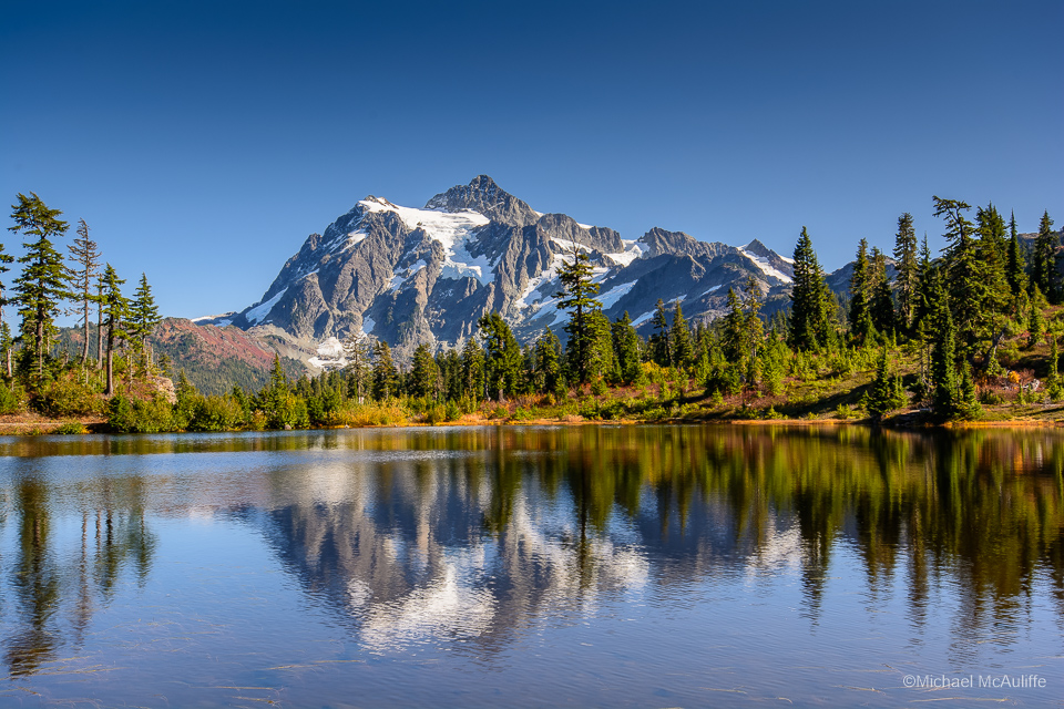 Mt. Shuksan mirrored in Picture Lake.