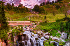 Sunrise at Myrtle Falls at Mount Rainier