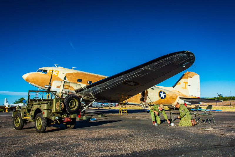 Douglas C47 Skytrain with Ground Crew (WWII Re-enactors)