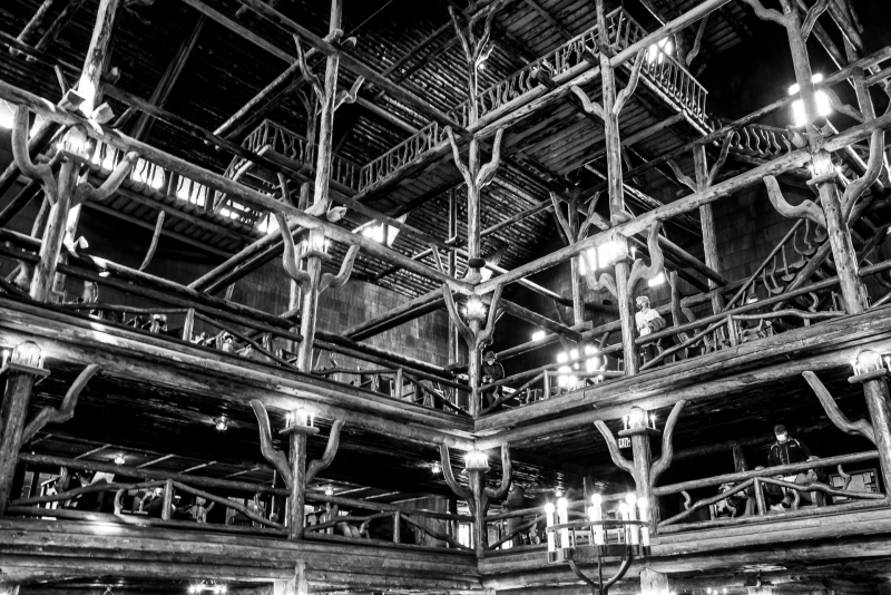 Old Faithful Inn in Black and White